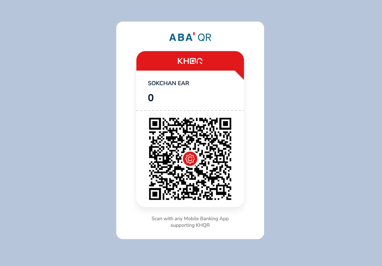 ABA Pay QR code for Sokchan EAR